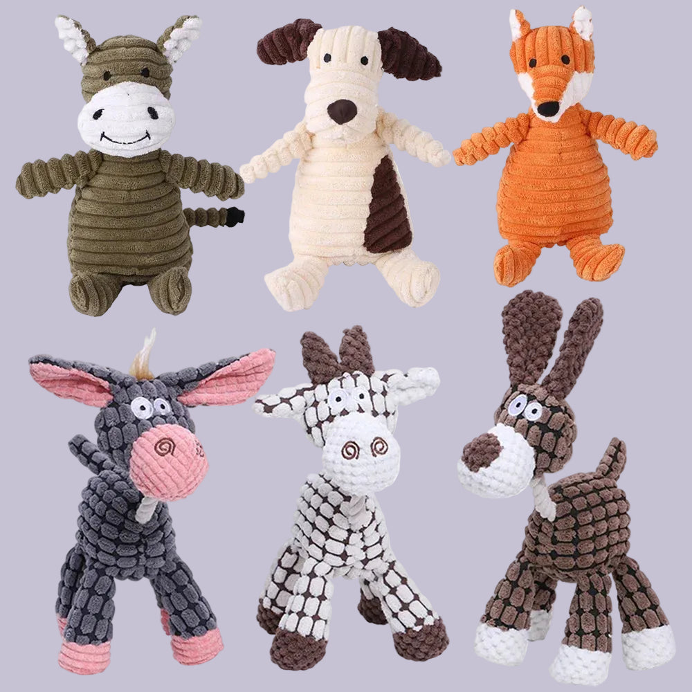 Corduroy Plush Squeaky Animal Dog Toy