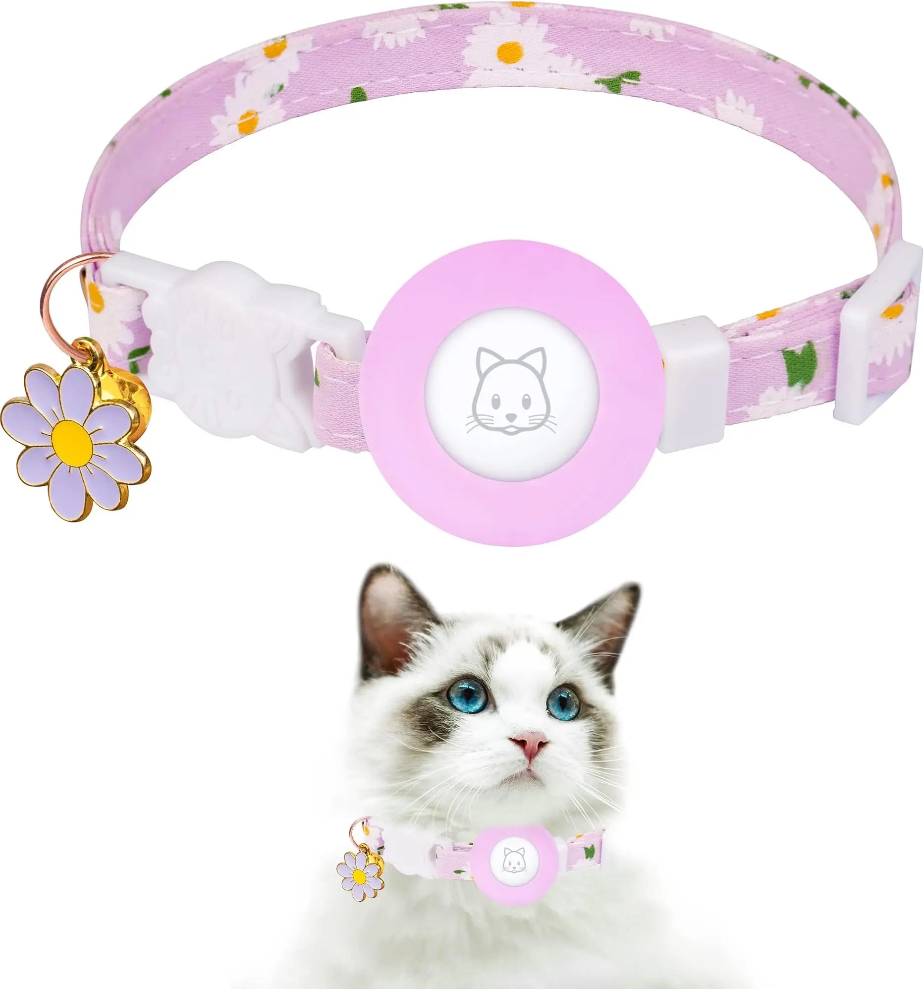 Airtag Compatible Daisy Charm Breakaway Pet Collar