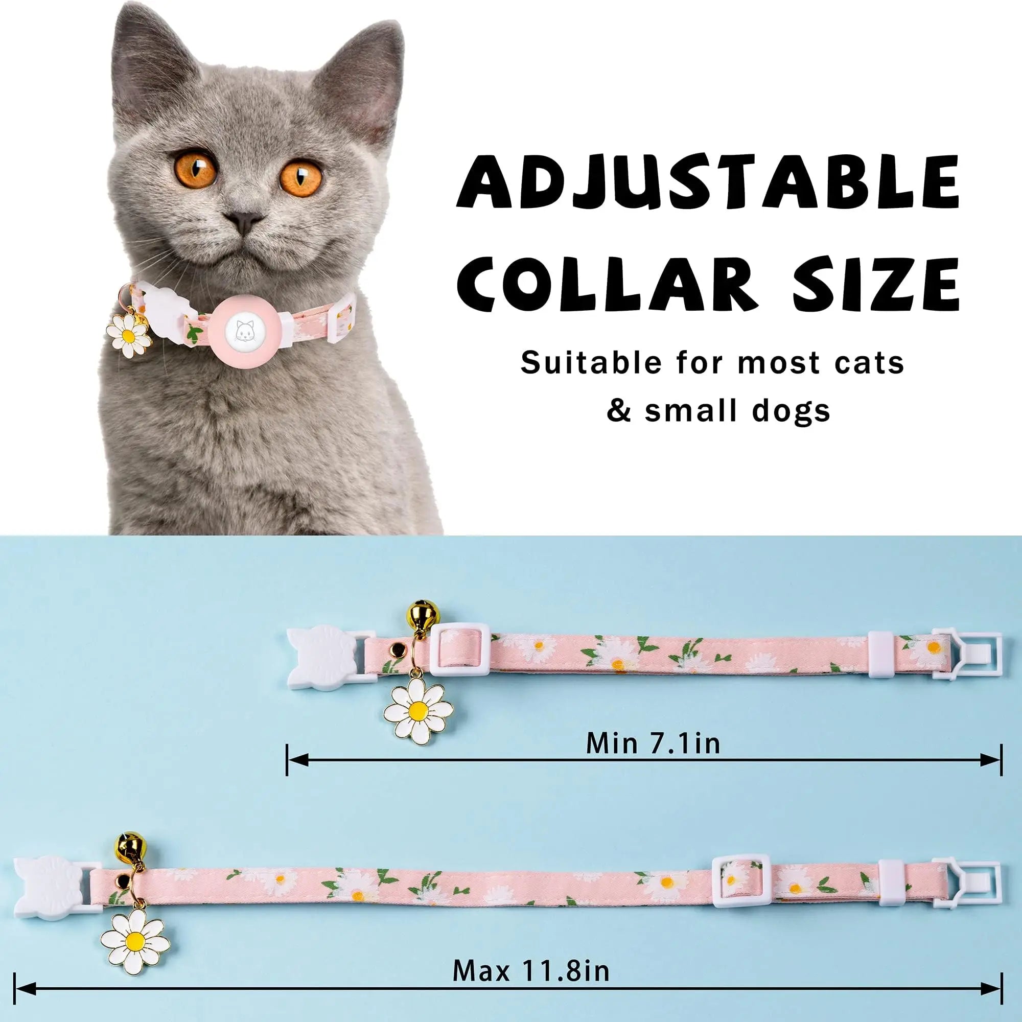 Airtag Compatible Daisy Charm Breakaway Pet Collar