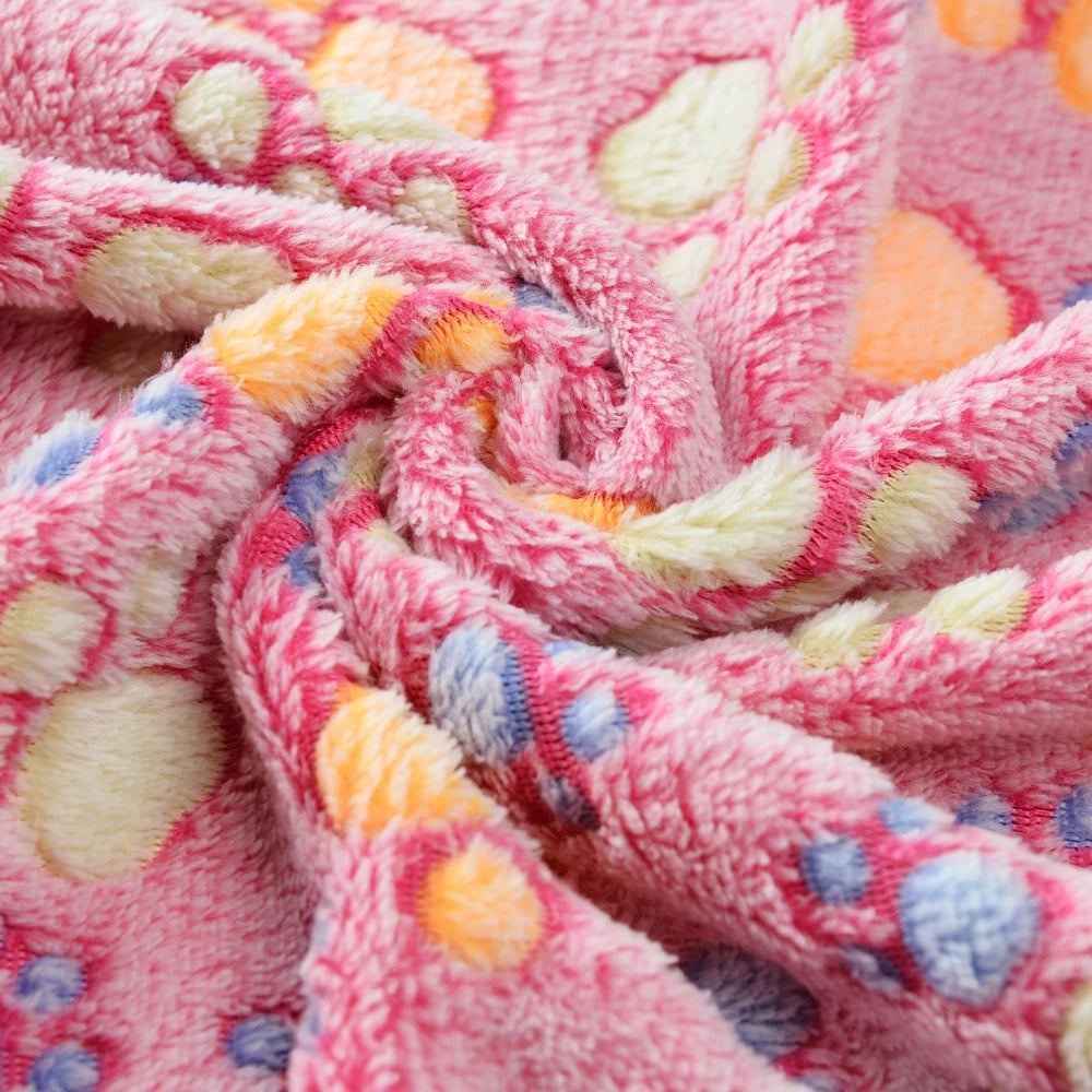 Warm Cozy Thickened Fleece Footprint Pet Blanket