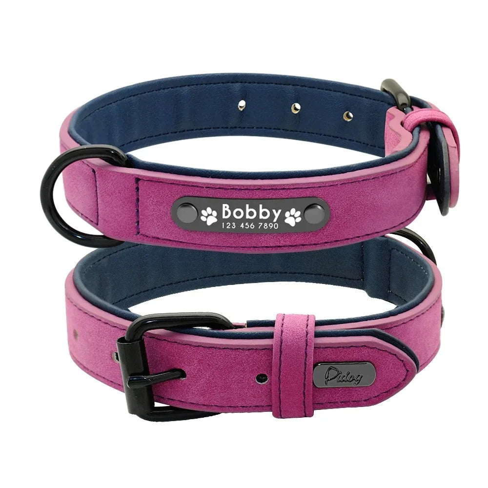 Personalized Leather Name ID Dog Collar