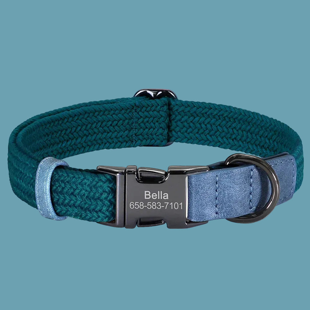 Custom Engraved Nylon Dog Collar with Personalized Name Buckle