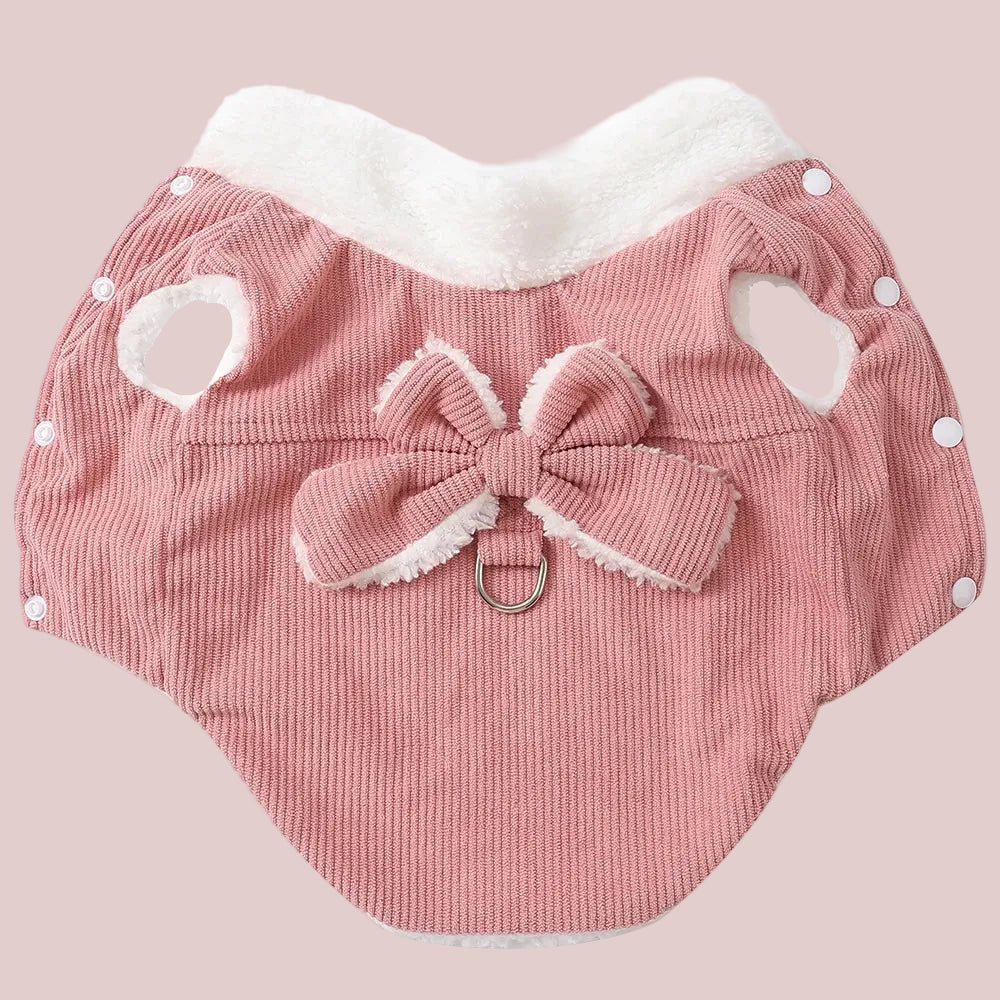 Soft Fleece Corduroy Bow Pet Vest with D-Ring