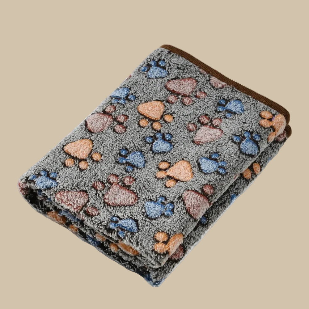 Warm Cozy Thickened Fleece Footprint Pet Blanket