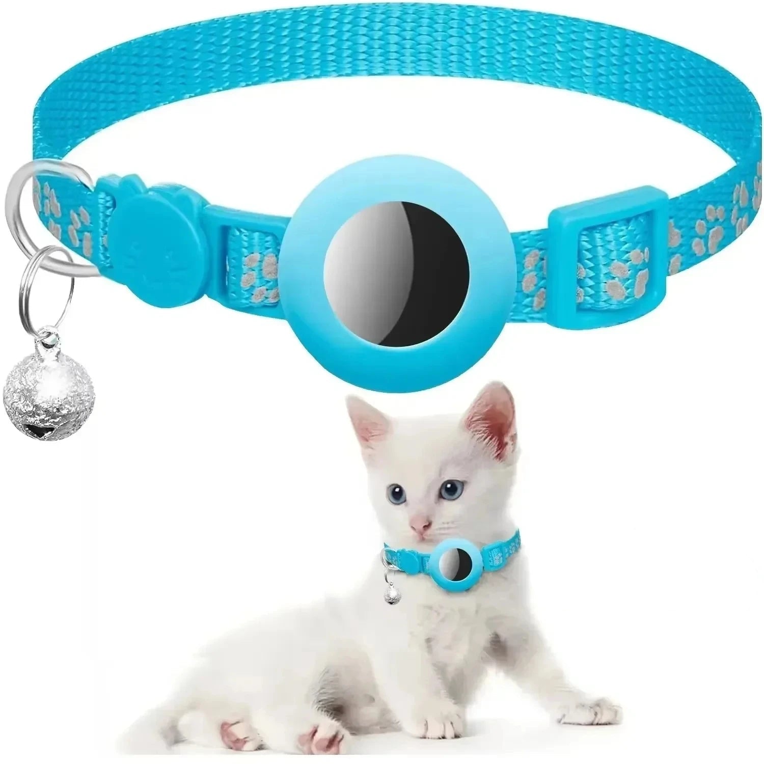 Reflective AirTag Compatible Breakaway Cat Collar with Bell
