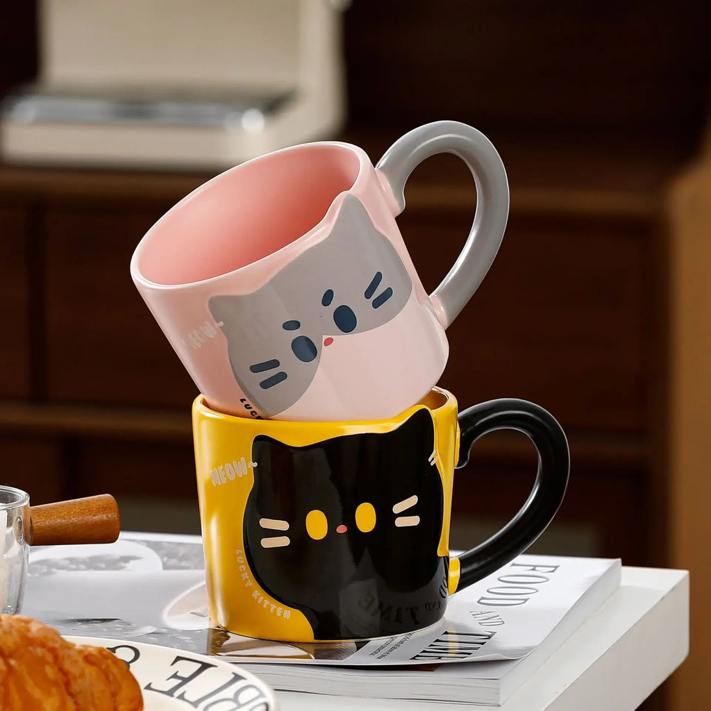 Cute Cartoon Cat Ceramic Coffee Mug