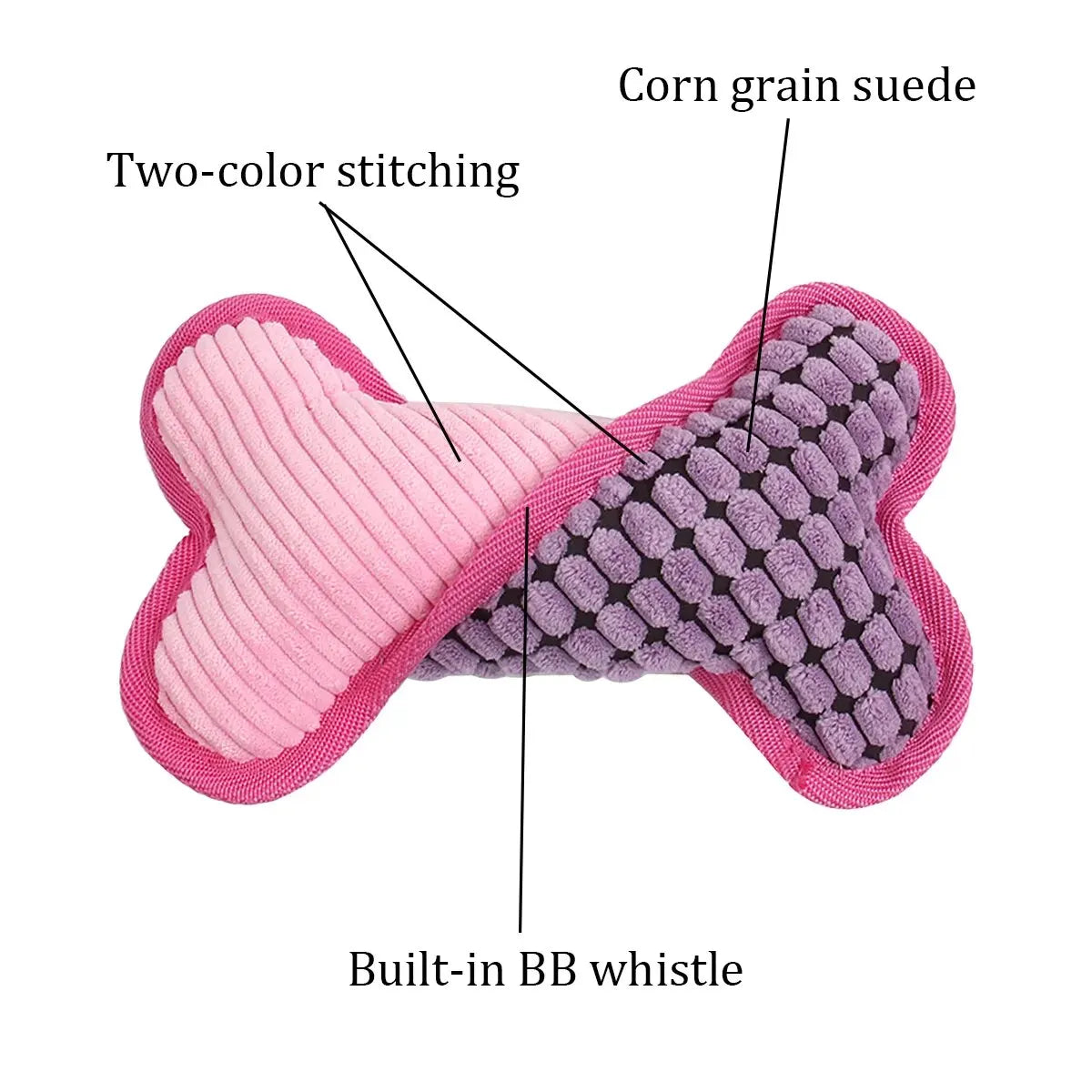 Pawsitory Plush Squeaky Bones Stuffed Dog Toy