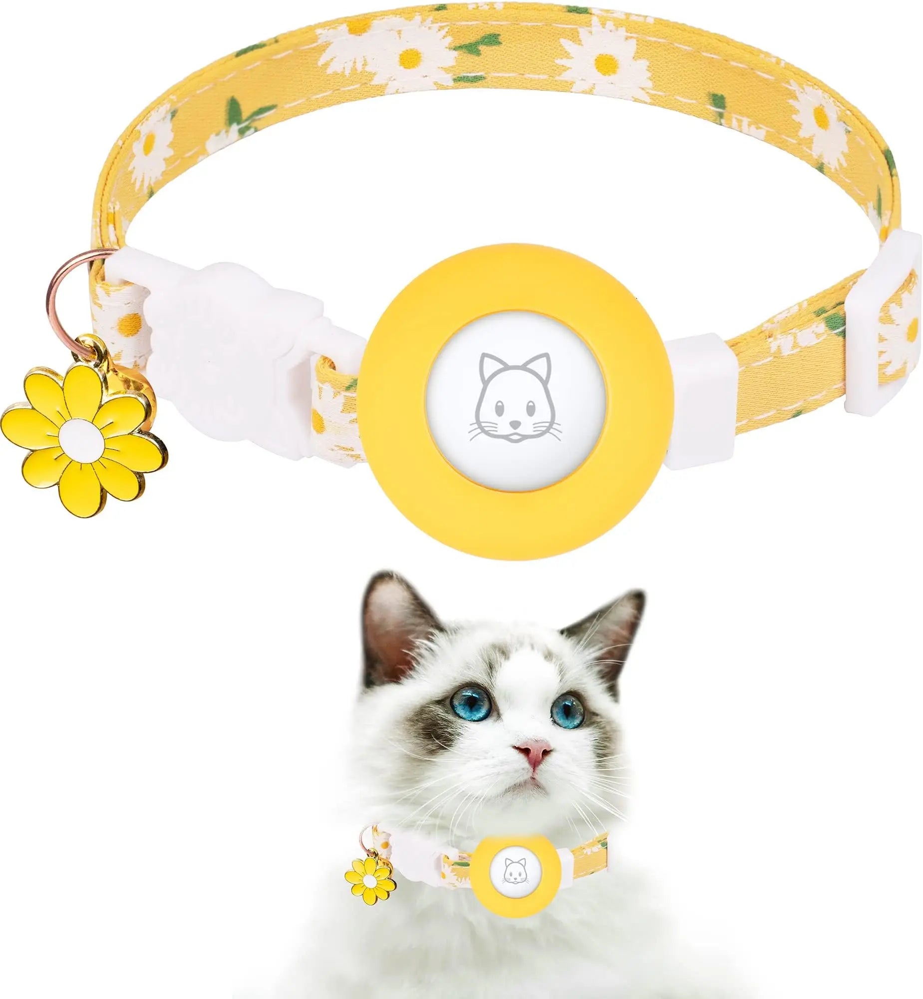 Airtag Compatible Daisy Charm Breakaway Pet Collar