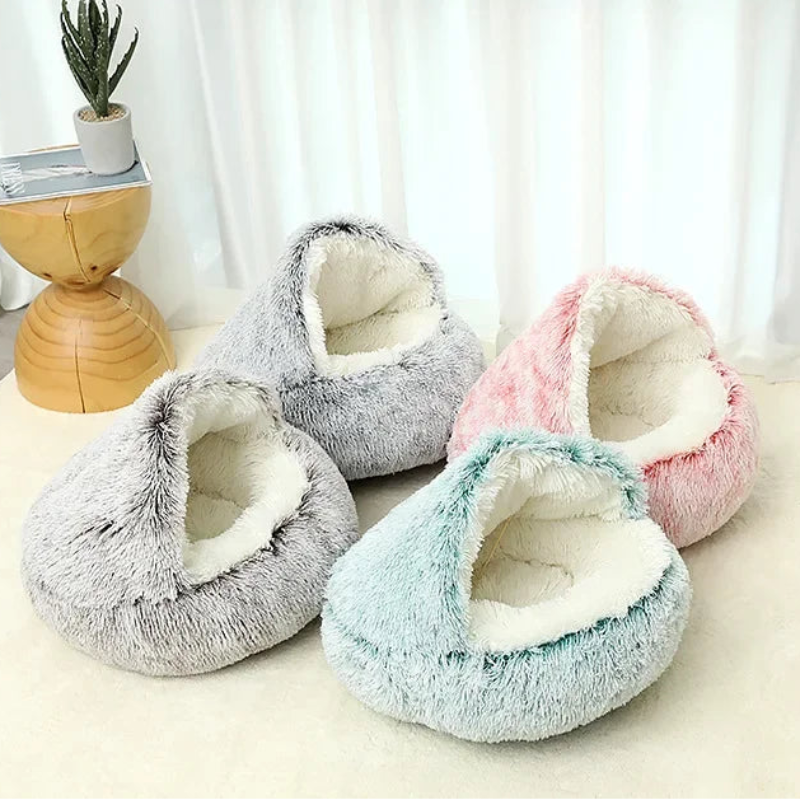 Plush Round Cushioned Pet Bed House Basket