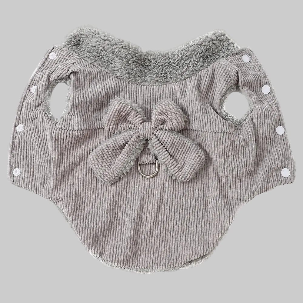 Soft Fleece Corduroy Bow Pet Vest with D-Ring