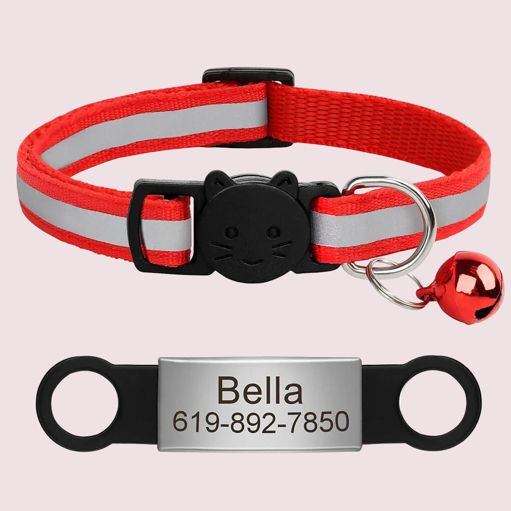 Personalized Reflective Cat & Puppy Collar with Engraved ID Tag