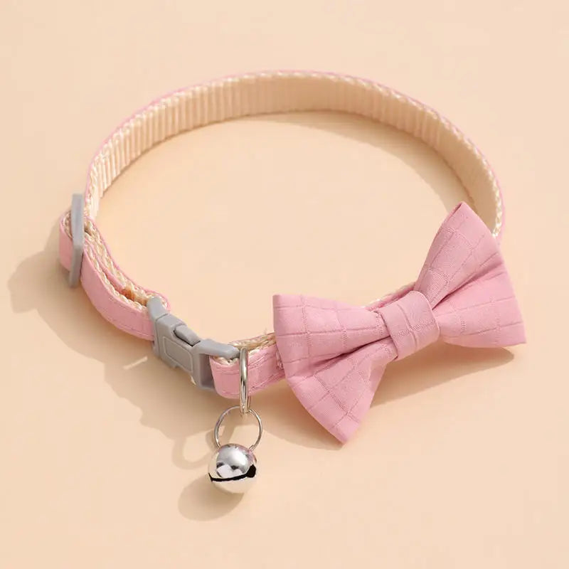 Bowknot Suede Cat and Puppy Collar with Bell