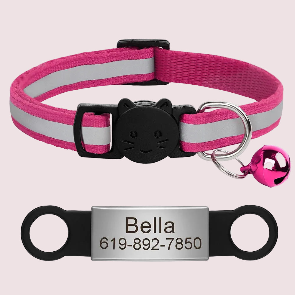 Personalized Reflective Cat & Puppy Collar with Engraved ID Tag