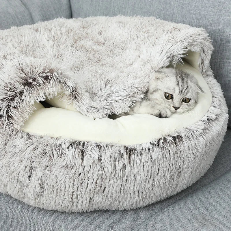 Plush Round Cushioned Pet Bed House Basket