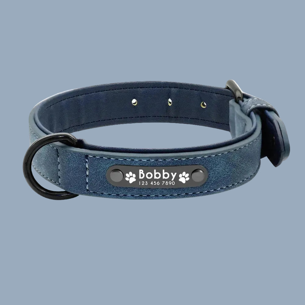 Personalized Leather Name ID Dog Collar