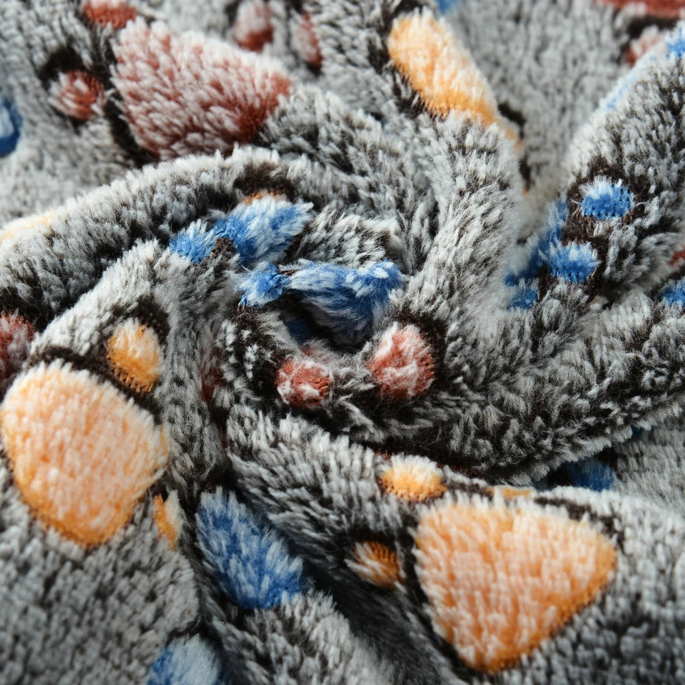 Warm Cozy Thickened Fleece Footprint Pet Blanket