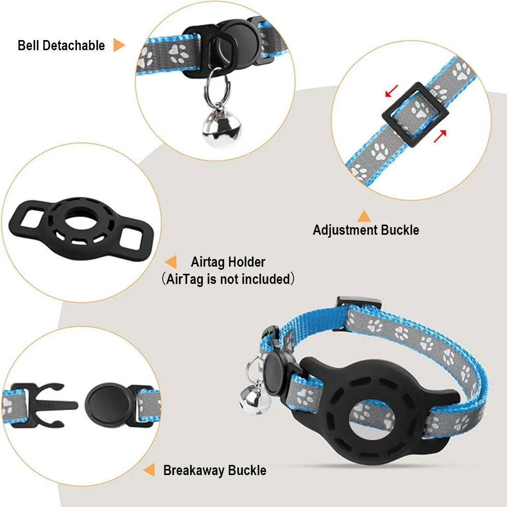 AirTag Compatible Pet Safety Collar with Bell
