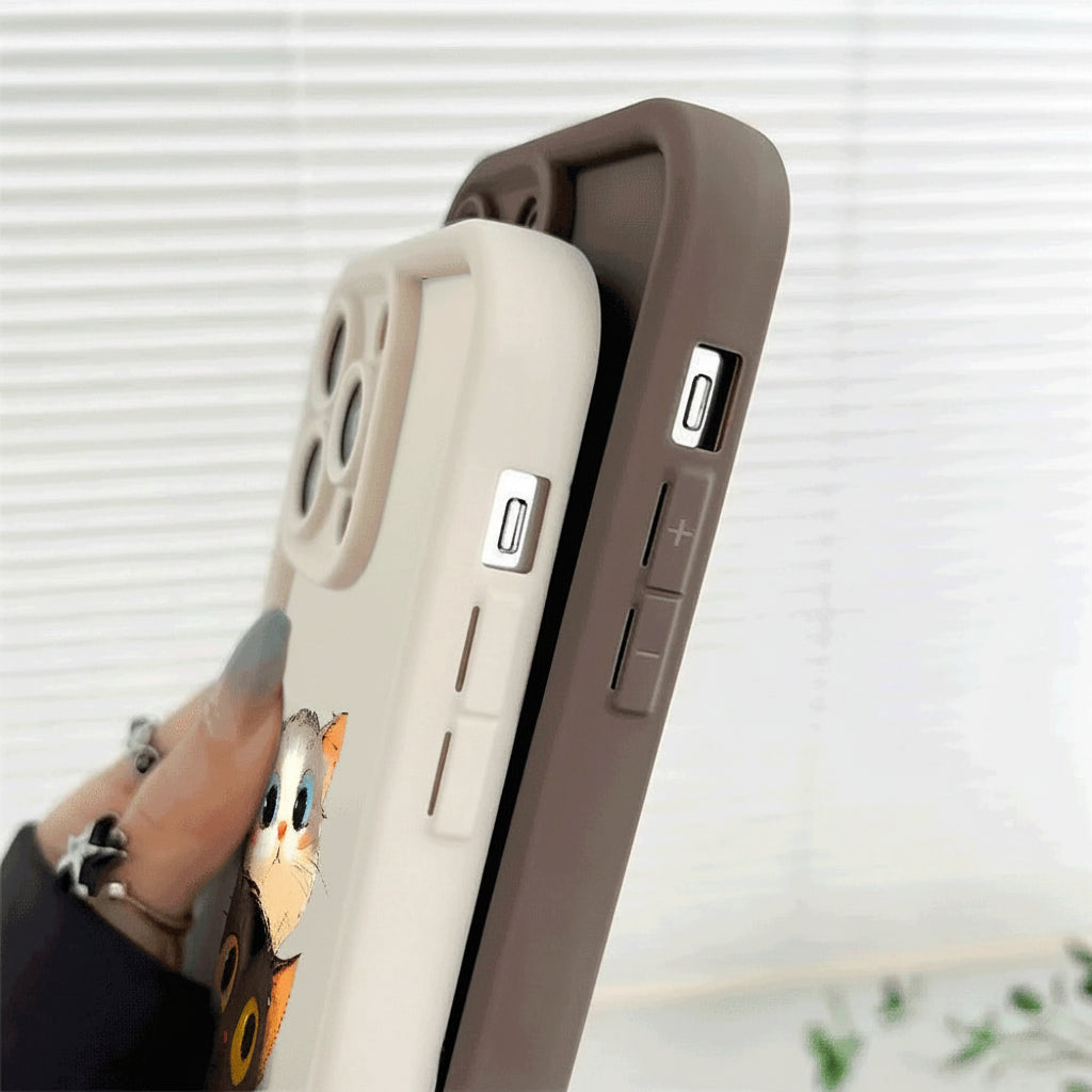 Shockproof Cartoon Cat Silicone Cover for iPhone