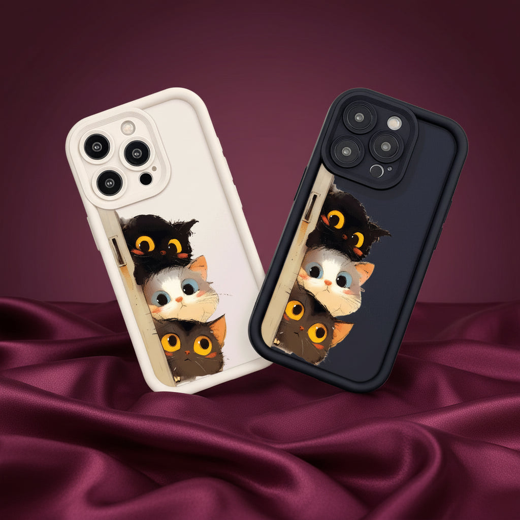 Shockproof Cartoon Cat Silicone Cover for iPhone