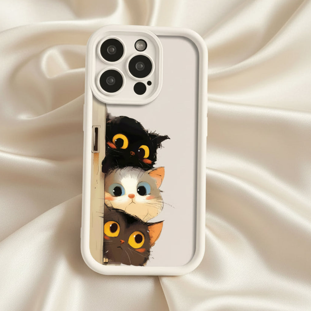 Shockproof Cartoon Cat Silicone Cover for iPhone