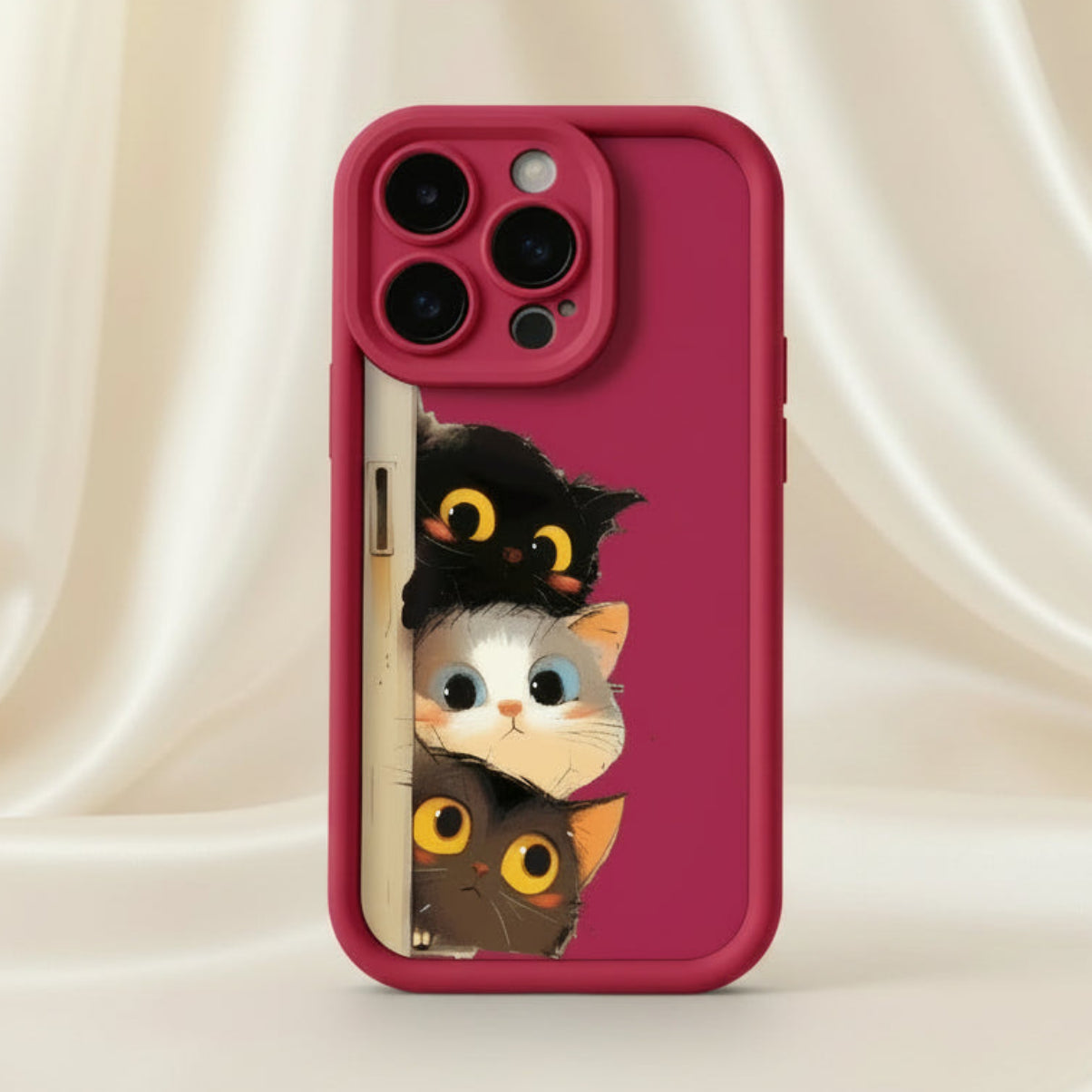 Shockproof Cartoon Cat Silicone Cover for iPhone