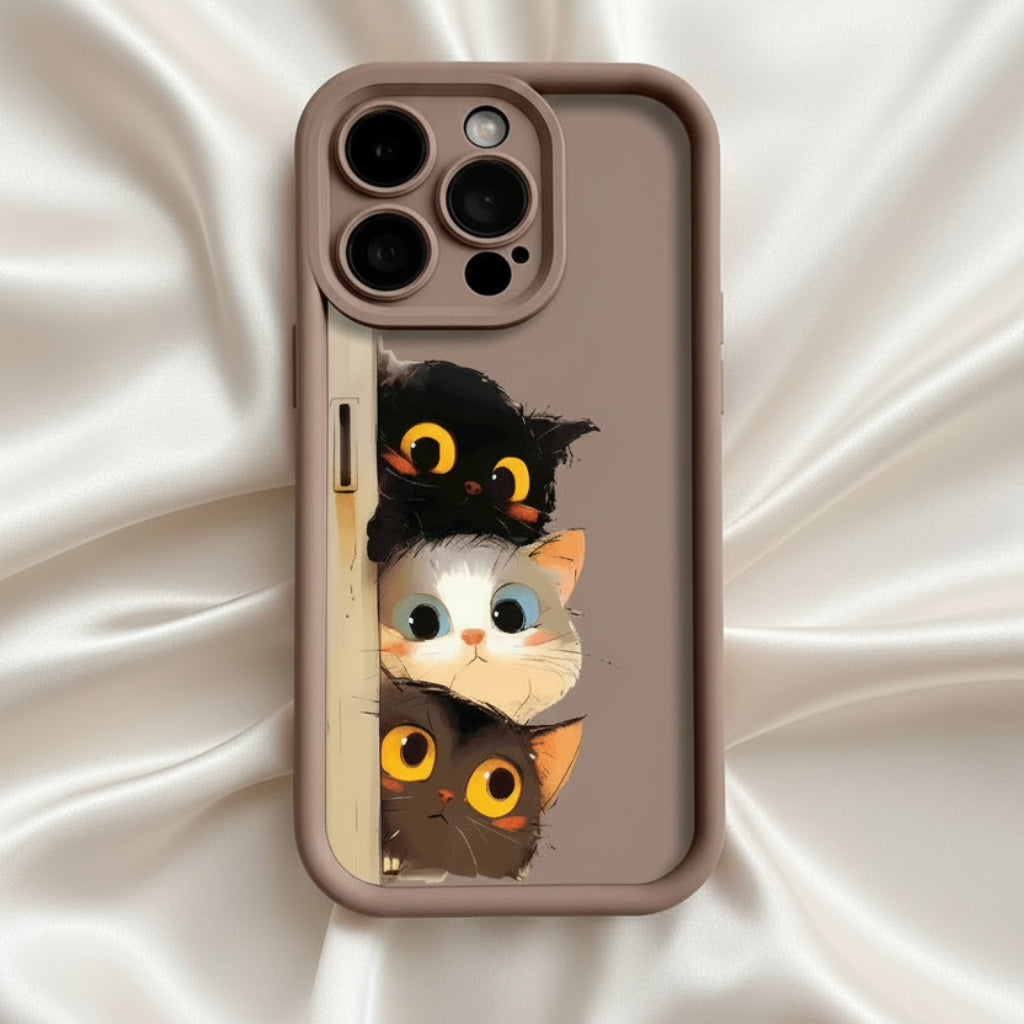 Shockproof Cartoon Cat Silicone Cover for iPhone