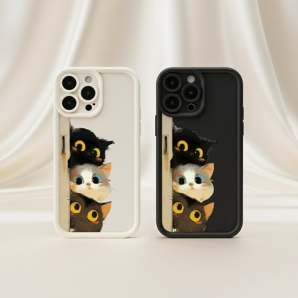 Shockproof Cartoon Cat Silicone Cover for iPhone