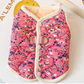 Soft Cotton Fleece Floral Pet Coat With Harness Ring