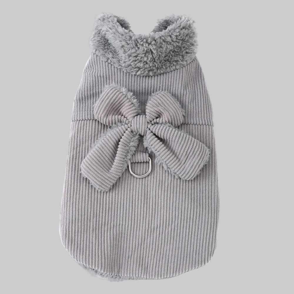 Soft Fleece Corduroy Bow Pet Vest with D-Ring