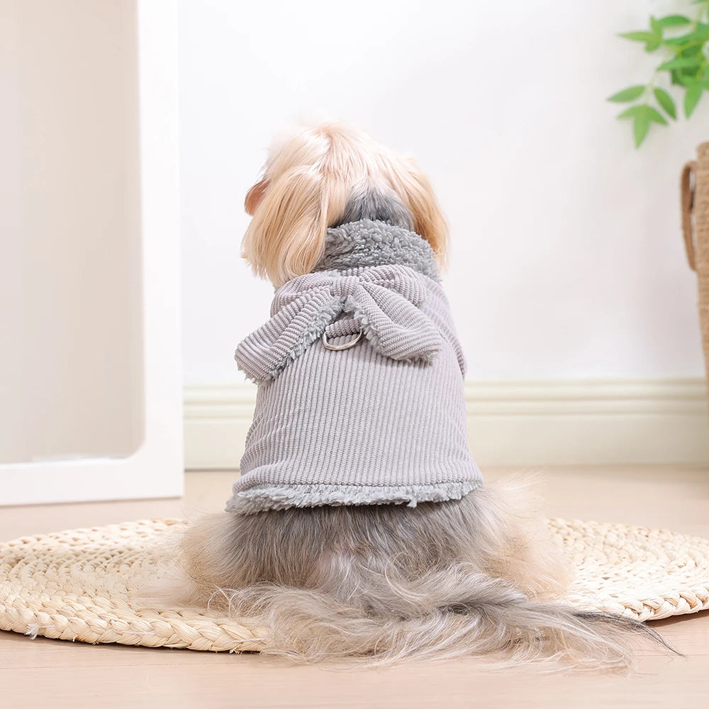 Soft Fleece Corduroy Bow Pet Vest with D-Ring