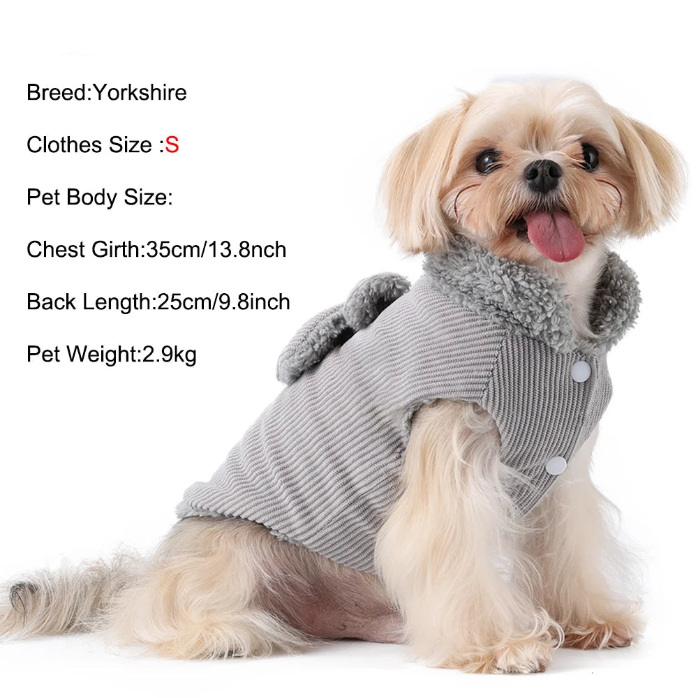 Soft Fleece Corduroy Bow Pet Vest with D-Ring