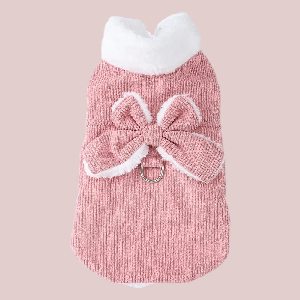 Soft Fleece Corduroy Bow Pet Vest with D-Ring