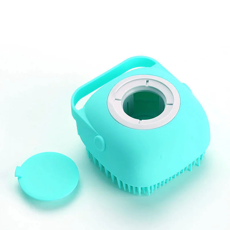 Soft Silicone Pet Bath Brush with Built-in Shampoo Dispenser