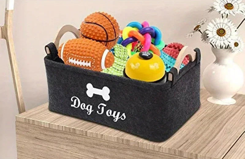 Sturdy Felt Pet Toy Organizer Storage Basket