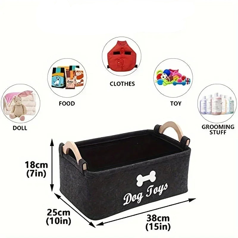Sturdy Felt Pet Toy Organizer Storage Basket