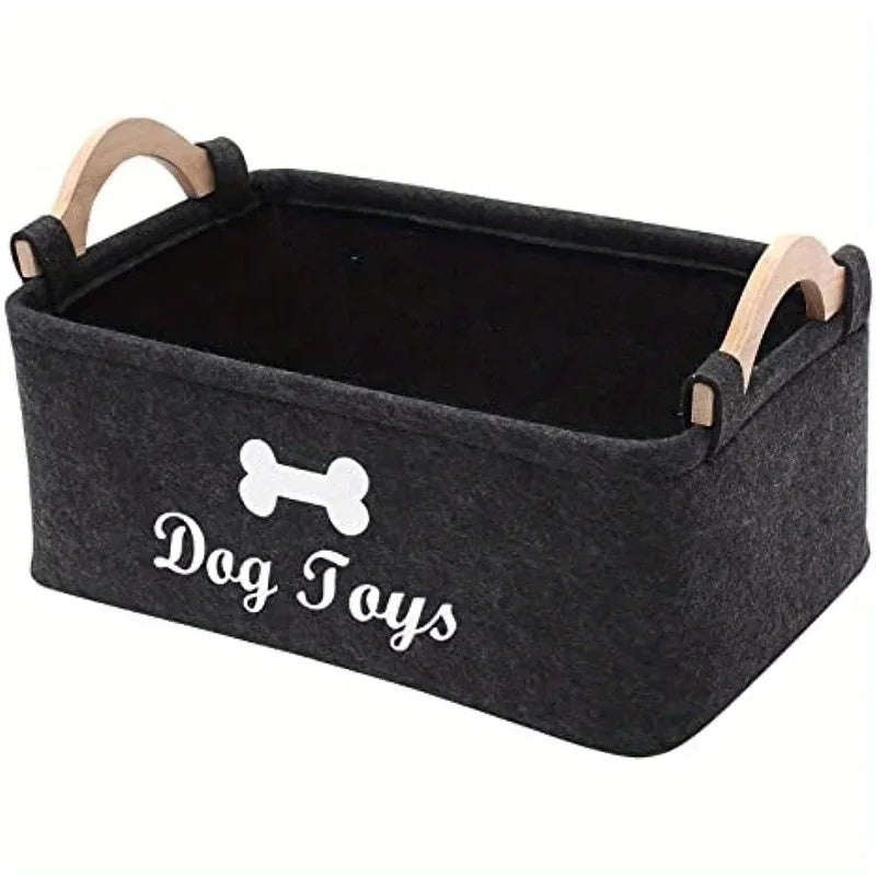 Sturdy Felt Pet Toy Organizer Storage Basket