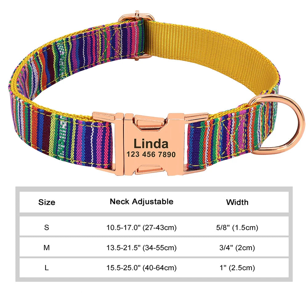 Stylish Adjustable Personalized Collar for Dogs & Cats
