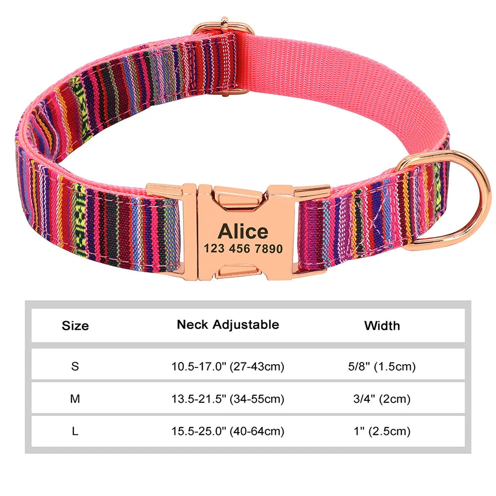 Stylish Adjustable Personalized Collar for Dogs & Cats