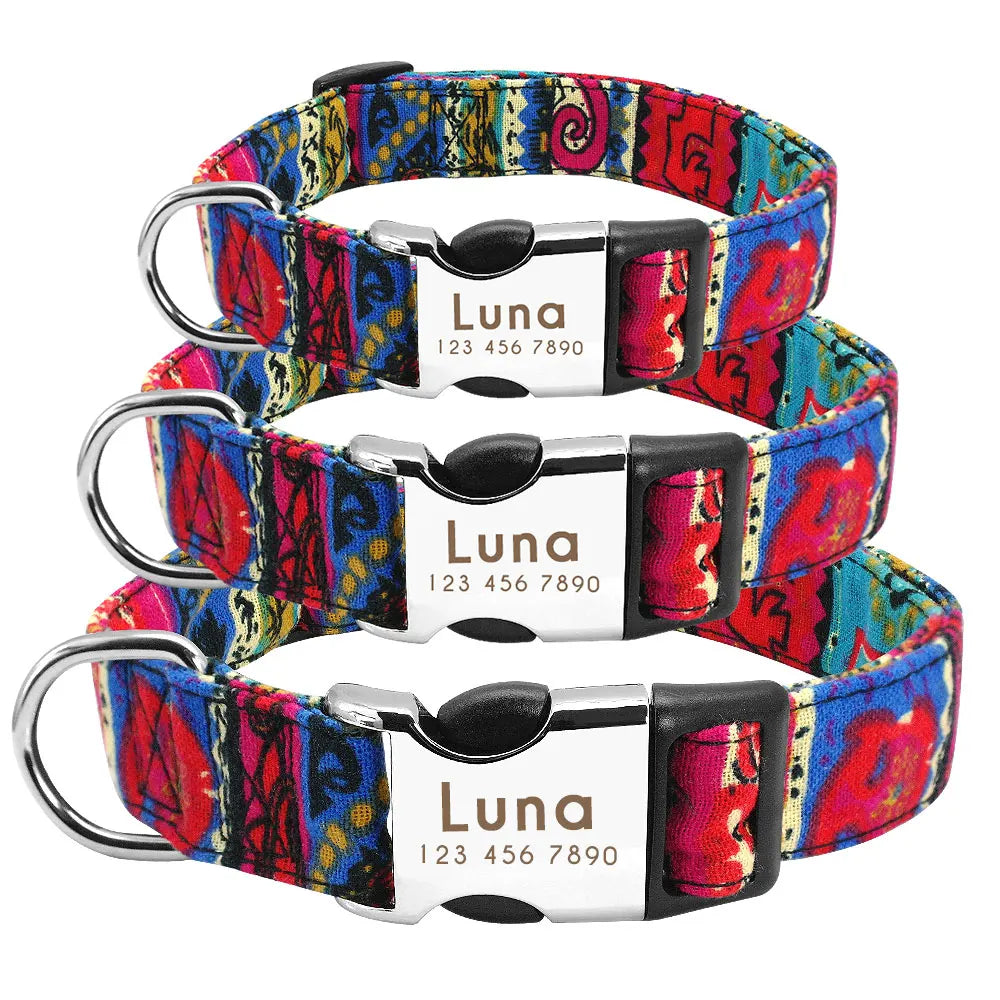 Stylish Adjustable Personalized Collar for Dogs & Cats