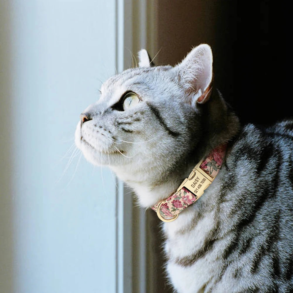 Stylish Adjustable Personalized Collar for Dogs & Cats