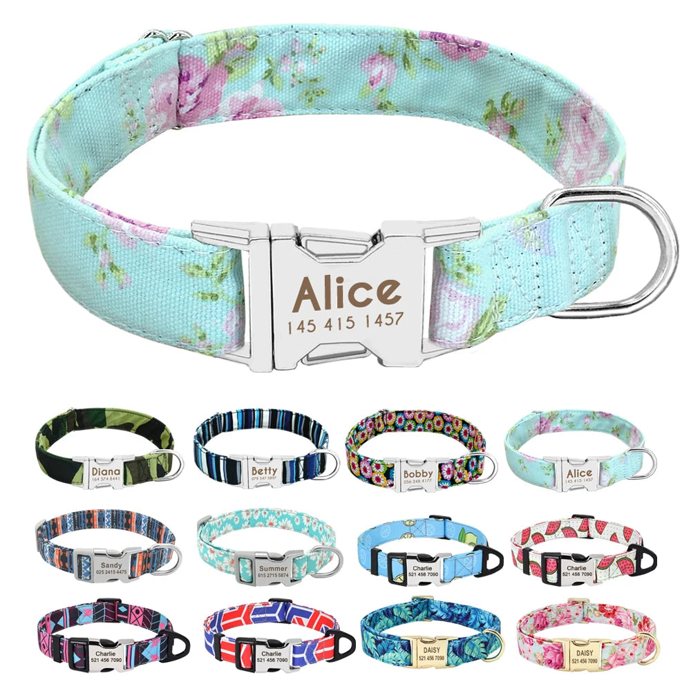 Stylish Adjustable Personalized Collar for Dogs & Cats