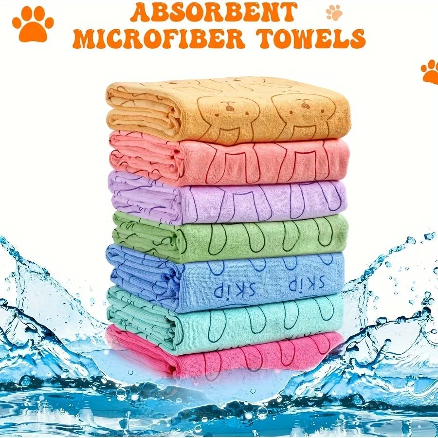 Ultra Fine Microfiber Super Absorbent Cartoon Pet Bath Towel