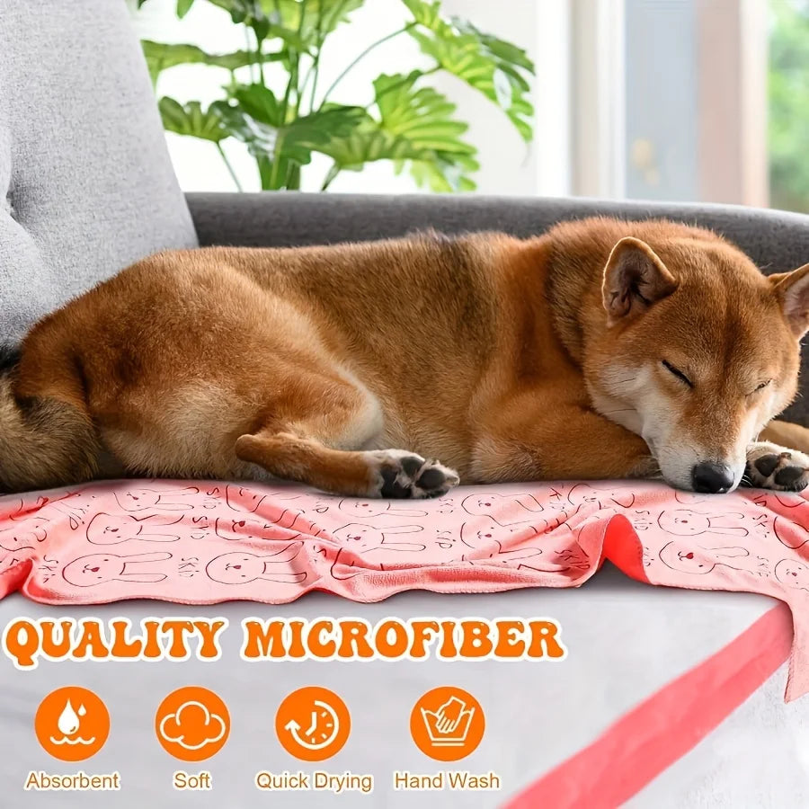 Ultra Fine Microfiber Super Absorbent Cartoon Pet Bath Towel