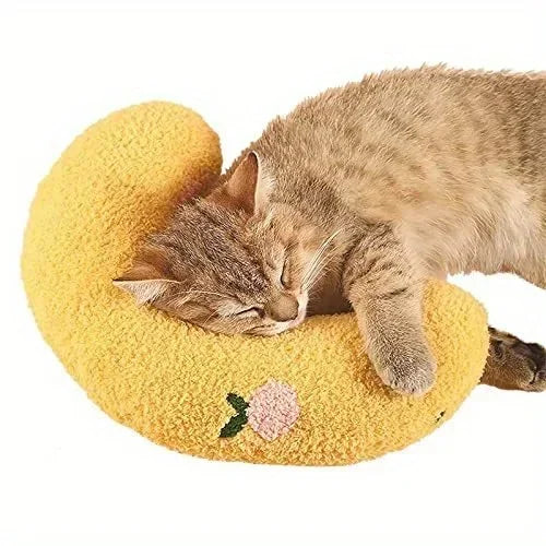 Ultra Soft Half-Donut Calming Fluffy Plush Cat Pillow