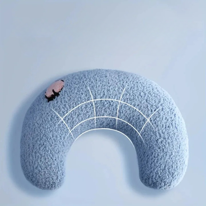 Ultra Soft Half-Donut Calming Fluffy Plush Cat Pillow