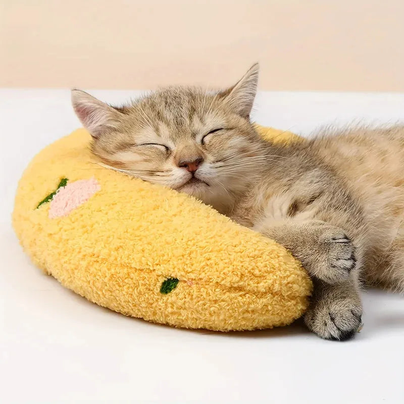 Ultra Soft Half-Donut Calming Fluffy Plush Cat Pillow