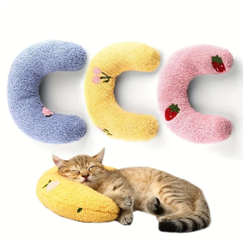 Ultra Soft Half-Donut Calming Fluffy Plush Cat Pillow