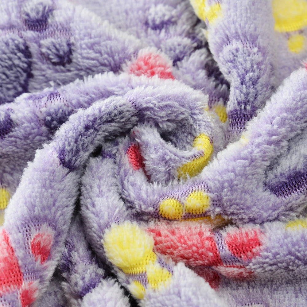 Warm Cozy Thickened Fleece Footprint Pet Blanket