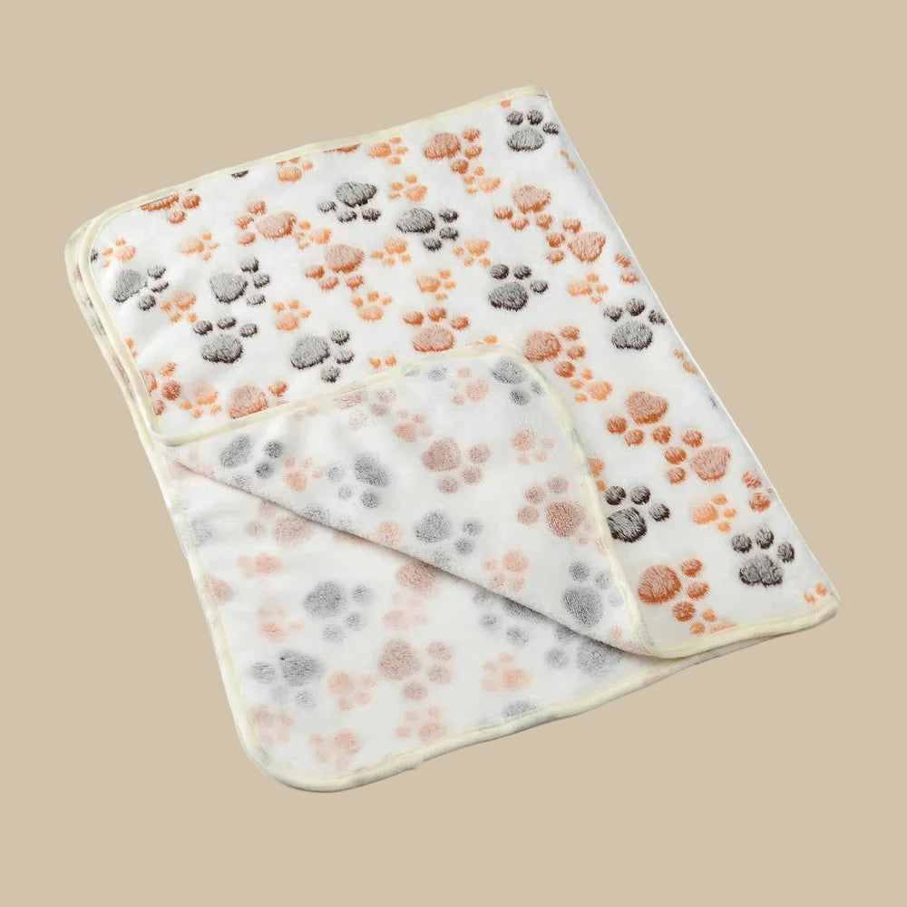 Warm Cozy Thickened Fleece Footprint Pet Blanket