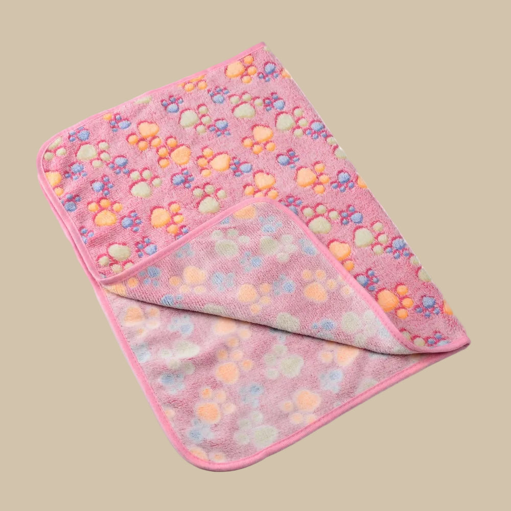 Warm Cozy Thickened Fleece Footprint Pet Blanket